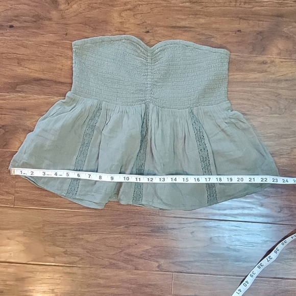 American Eagle Strapless Green Cropped Lace Boho Top NWT Never Worn Size Medium - Picture 10 of 11